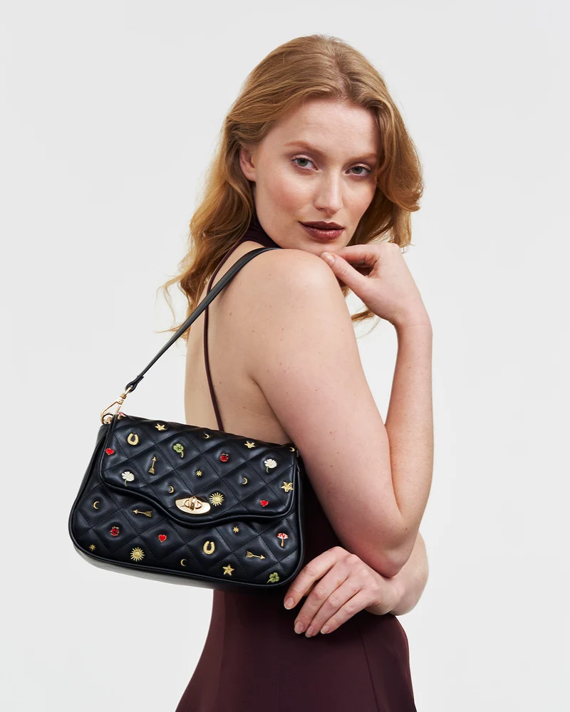 Mary Motif Quilted Crossbody Clutch