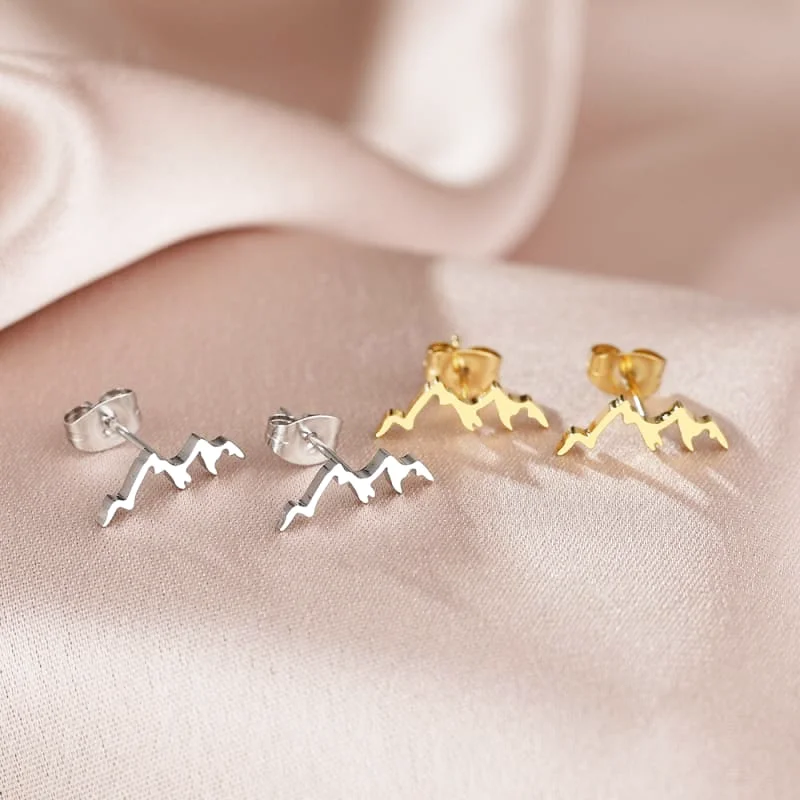 Boucle d'Oreille Acier Inoxydable Forme Montagne