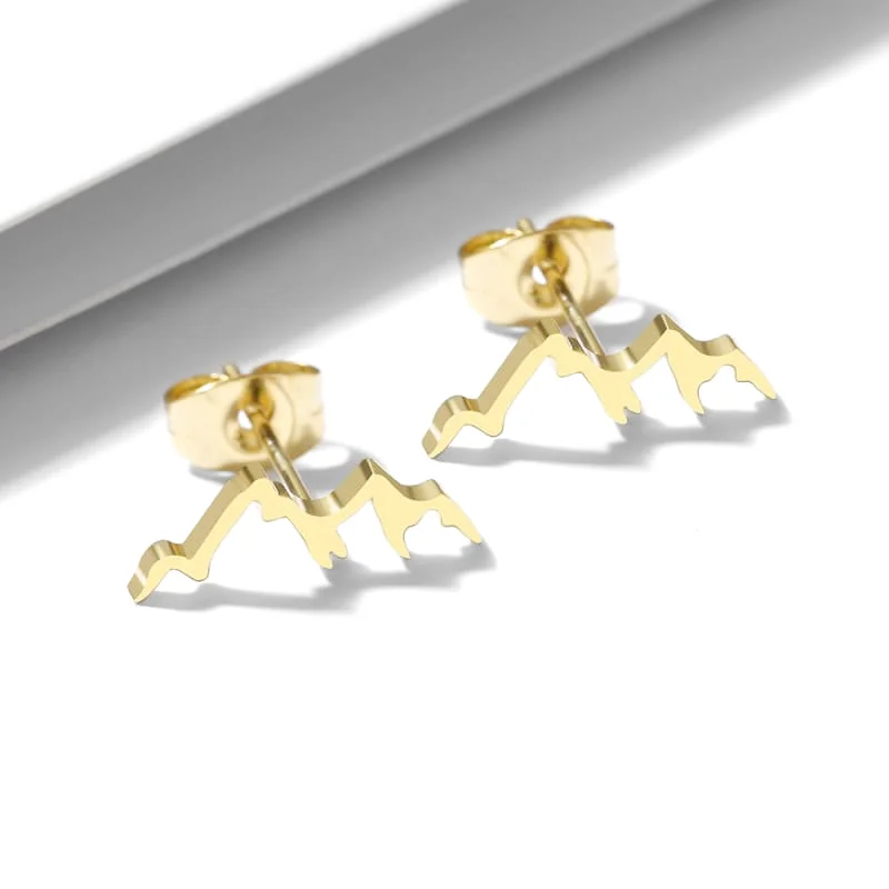 Boucle d'Oreille Acier Inoxydable Forme Montagne