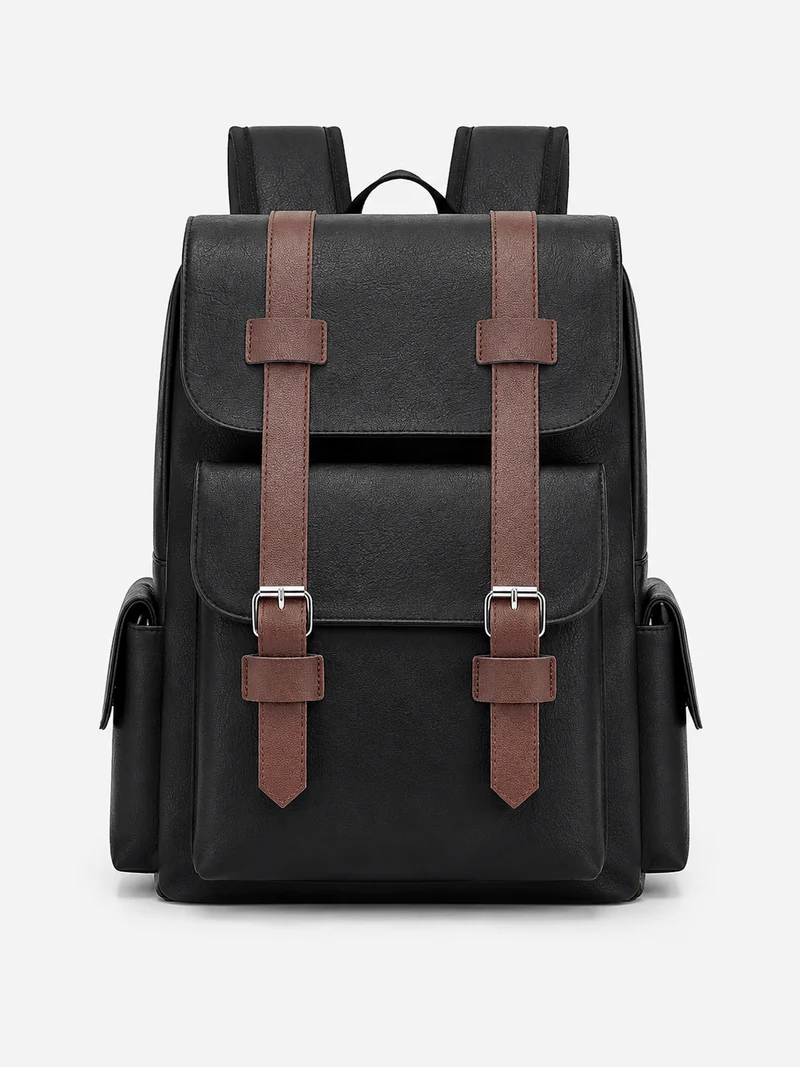Sac-À-Dos Polyuréthane Noir Et Marron