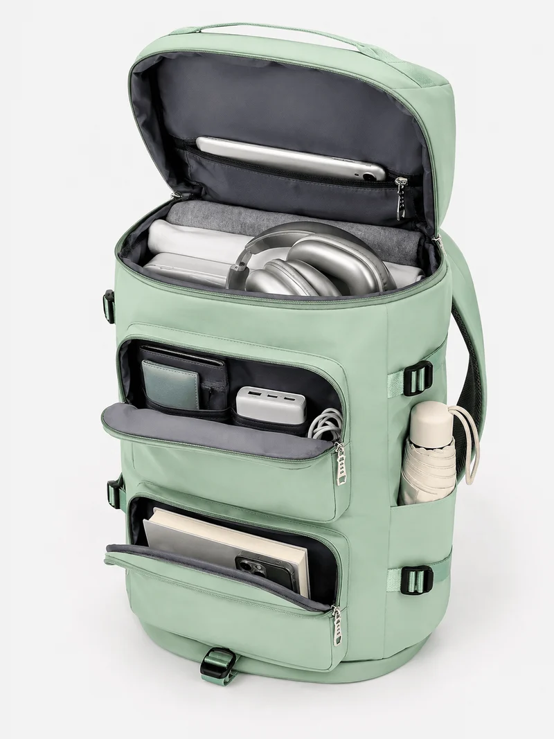 Sac À Dos Sport Homme Vert Menthe Poches Frontales Zippées