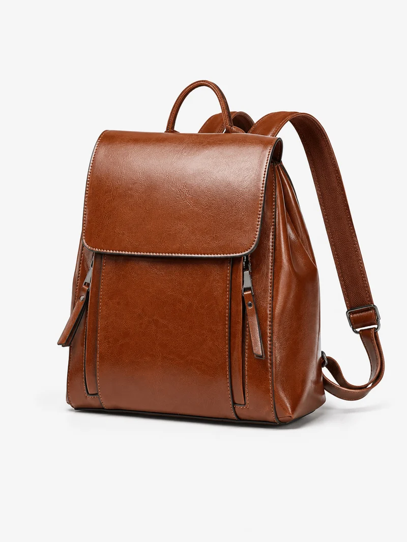 Sac À Dos Cuir Femme Véritable Marron