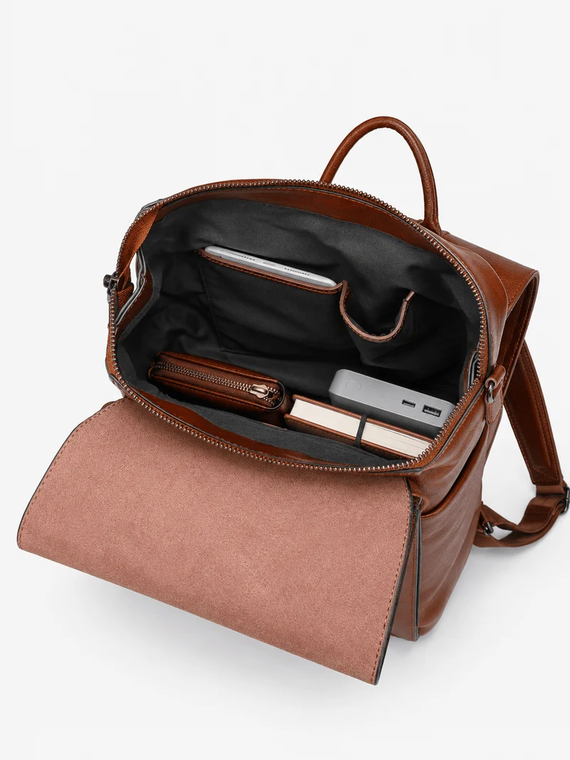 Sac À Dos Cuir Femme Véritable Marron
