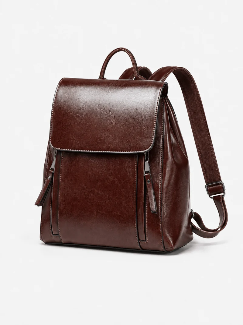 Sac À Dos Cuir Femme Véritable Marron