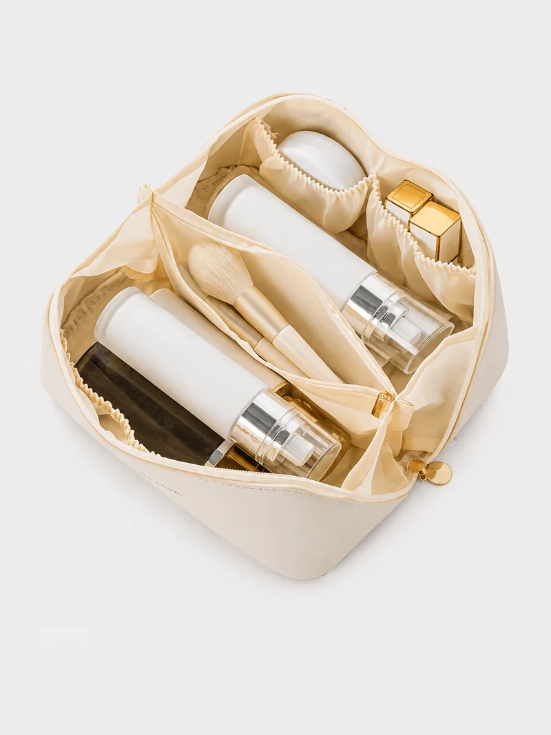 Trousse De Toilette Pour Femme Compartimentée Beige