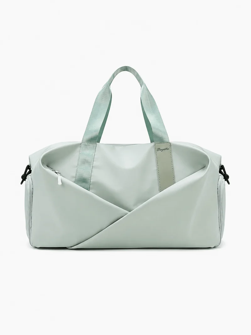 Sac de sport femme vert menthe en nylon, compartiment sec et humide