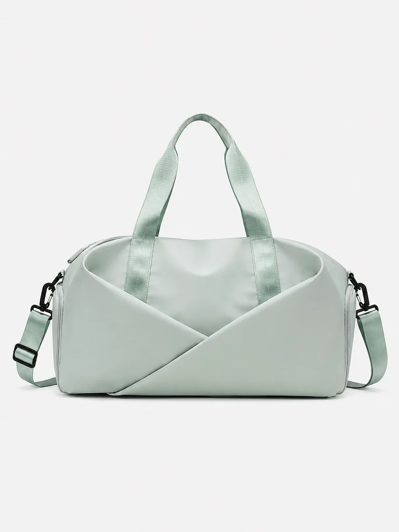 Sac de sport femme vert menthe en nylon, compartiment sec et humide