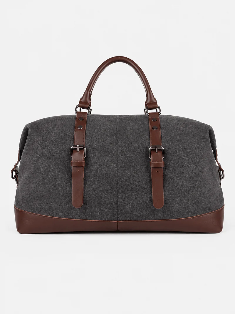 Sac polochon de voyage homme en toile gris et marron