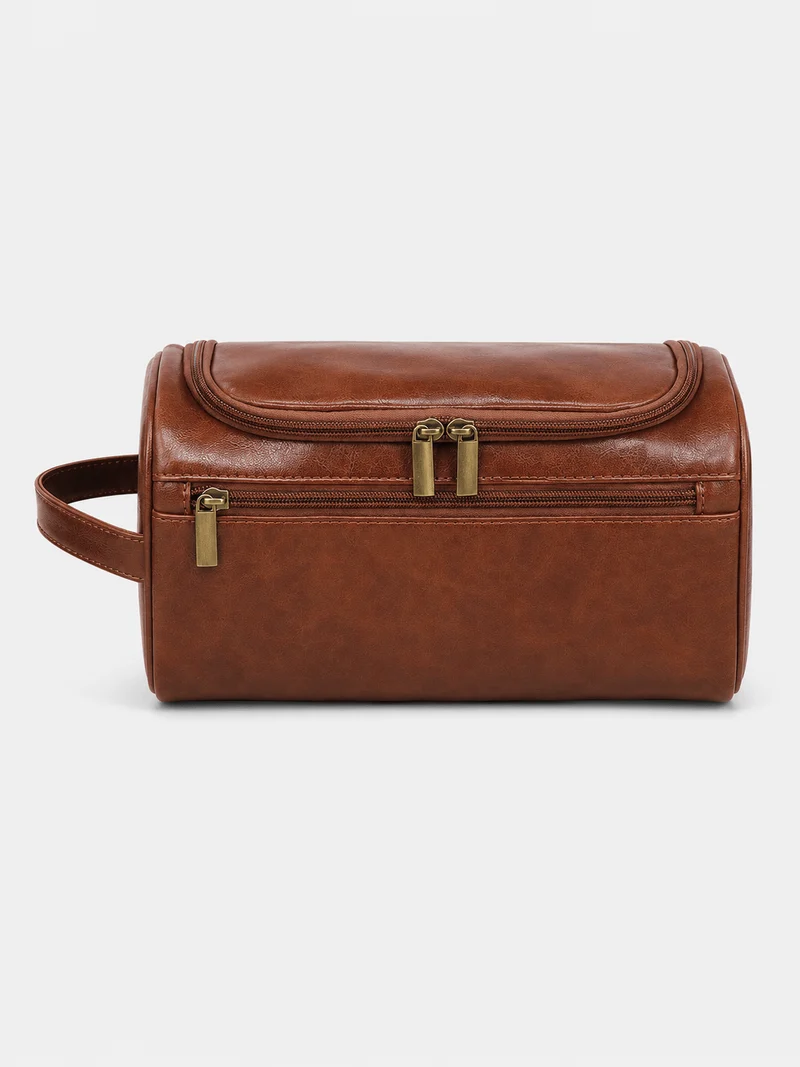 Trousse De Toilette De Voyage Femme Cuir PU Marron