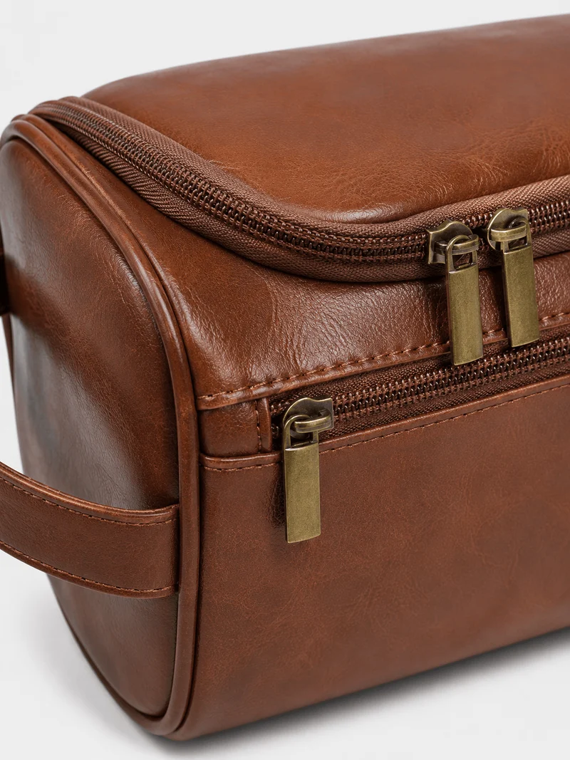 Trousse De Toilette De Voyage Femme Cuir PU Marron