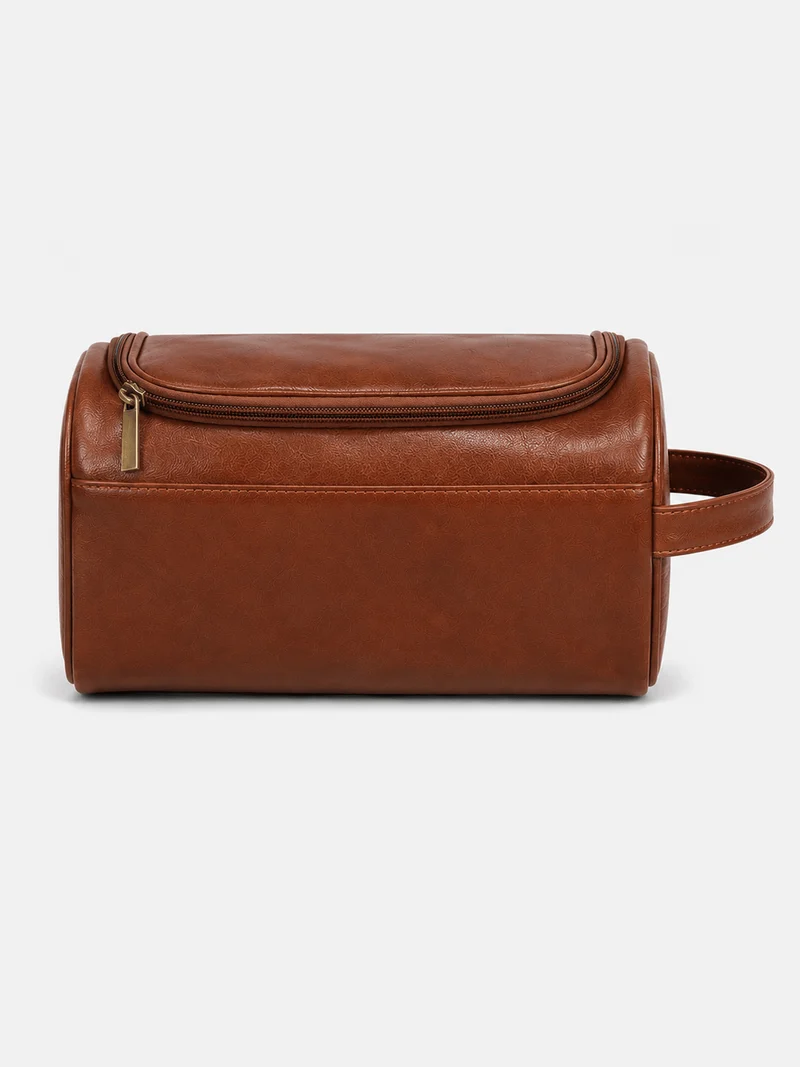 Trousse De Toilette De Voyage Femme Cuir PU Marron