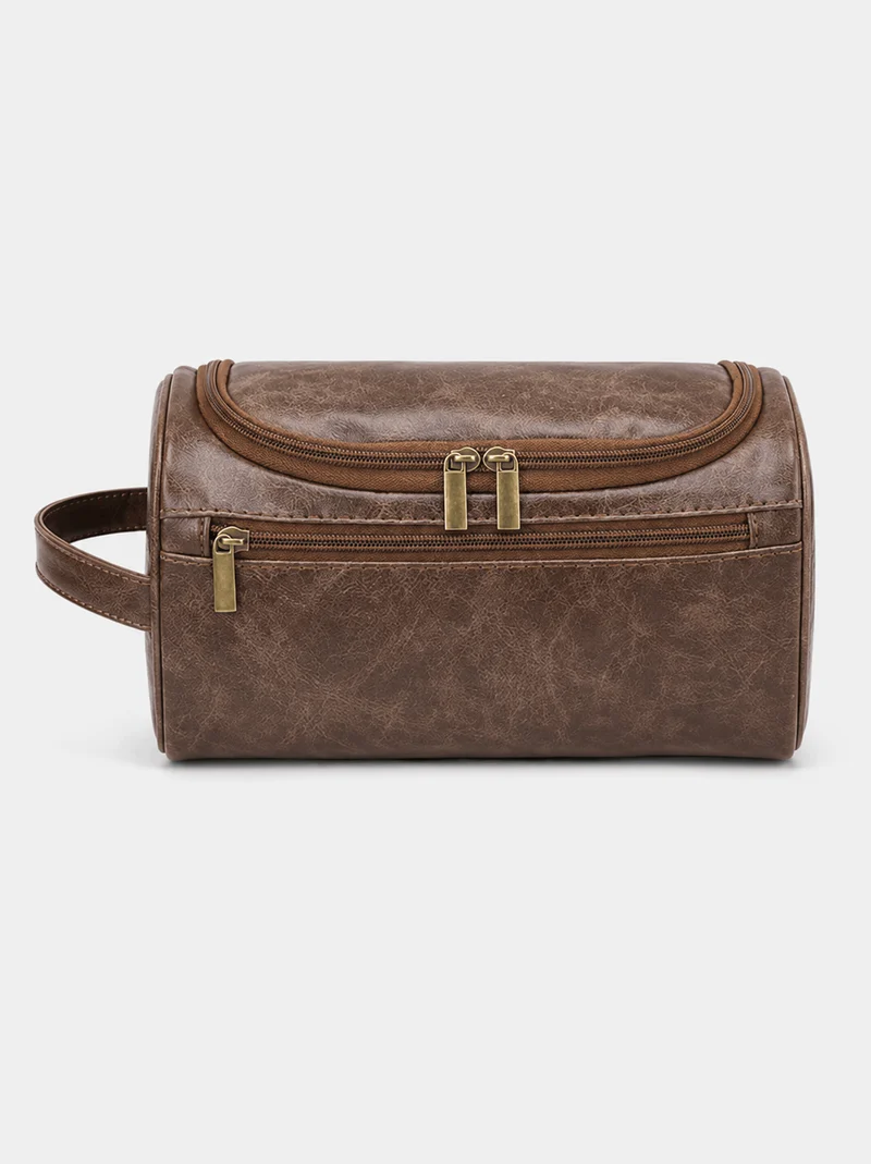 Trousse De Toilette De Voyage Femme Cuir PU Marron