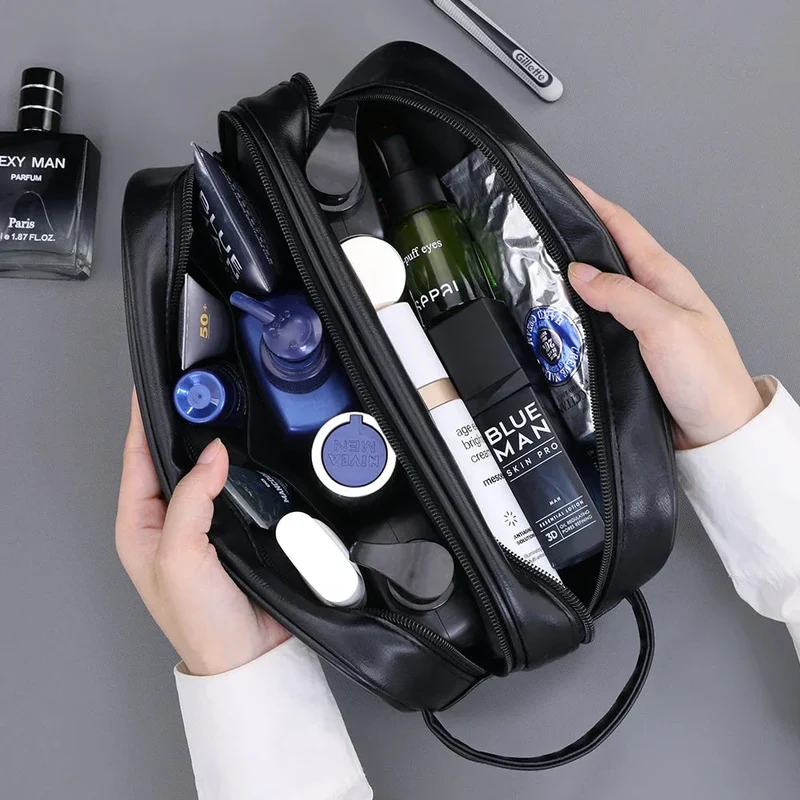 Trousse de Toilette Homme Vintage | Double Compartiment Imperméable