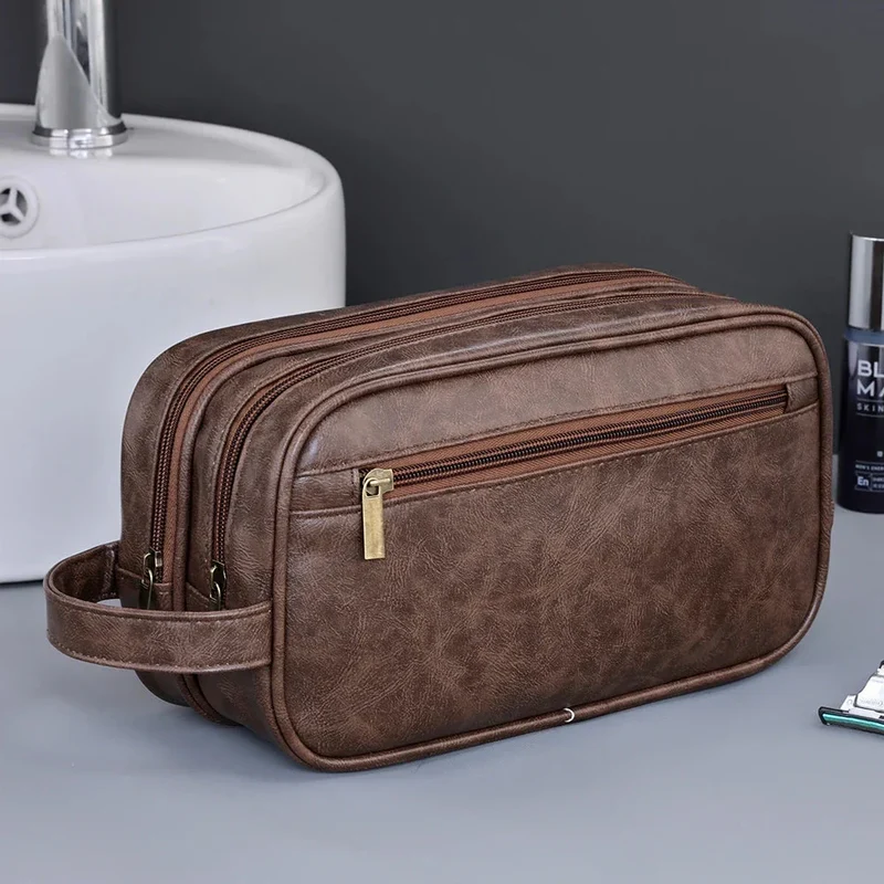 Trousse de Toilette Homme Vintage | Double Compartiment Imperméable