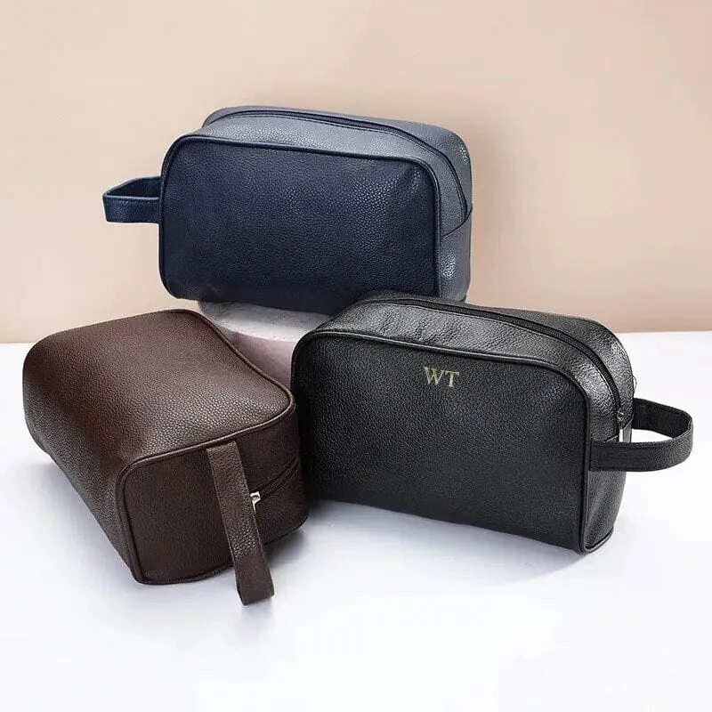 Trousse de Toilette Homme Personnalisée | Initiales Couleur or