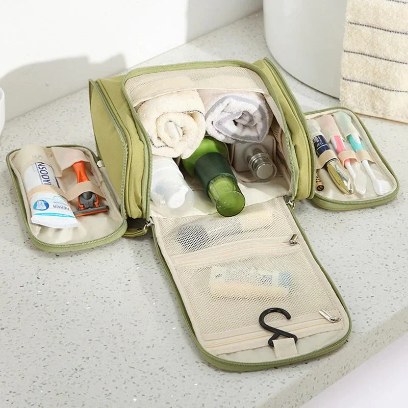 Trousse de Toilette Femme Suspendue | Crochet Intégré et Compartiments Multiples