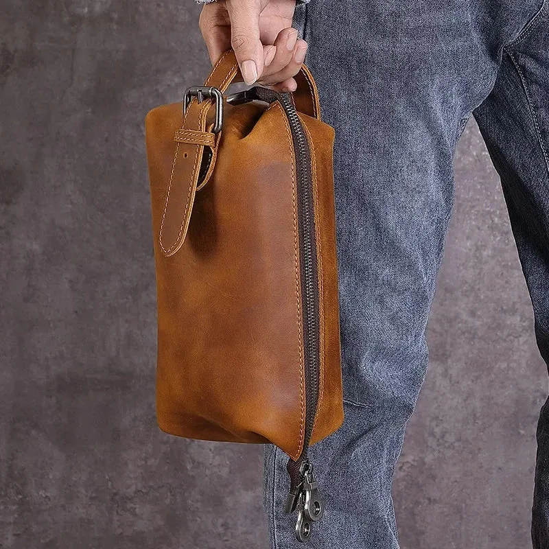 Trousse de Toilette Cuir Homme | Cuir Vintage avec Poignées Renforcées
