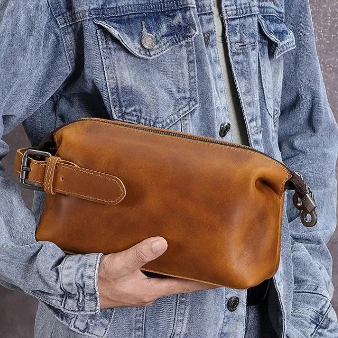 Trousse de Toilette Cuir Homme | Cuir Vintage avec Poignées Renforcées