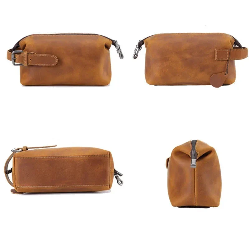 Trousse de Toilette Cuir Homme | Cuir Vintage avec Poignées Renforcées