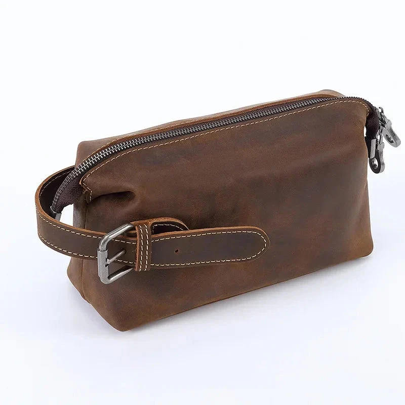 Trousse de Toilette Cuir Homme | Cuir Vintage avec Poignées Renforcées