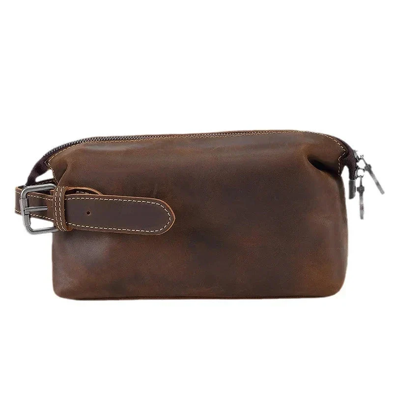 Trousse de Toilette Cuir Homme | Cuir Vintage avec Poignées Renforcées