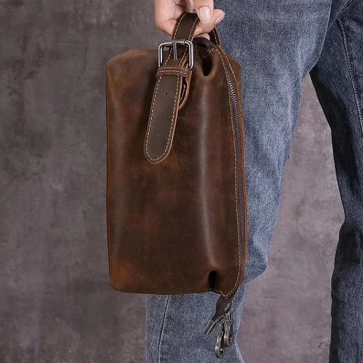 Trousse de Toilette Cuir Homme | Cuir Vintage avec Poignées Renforcées
