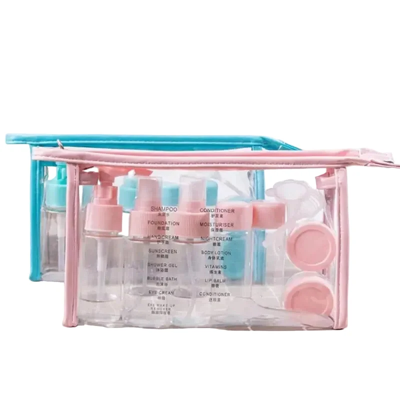 Trousse de Toilette Avion Transparente | Kit 7 Flacons Inclus