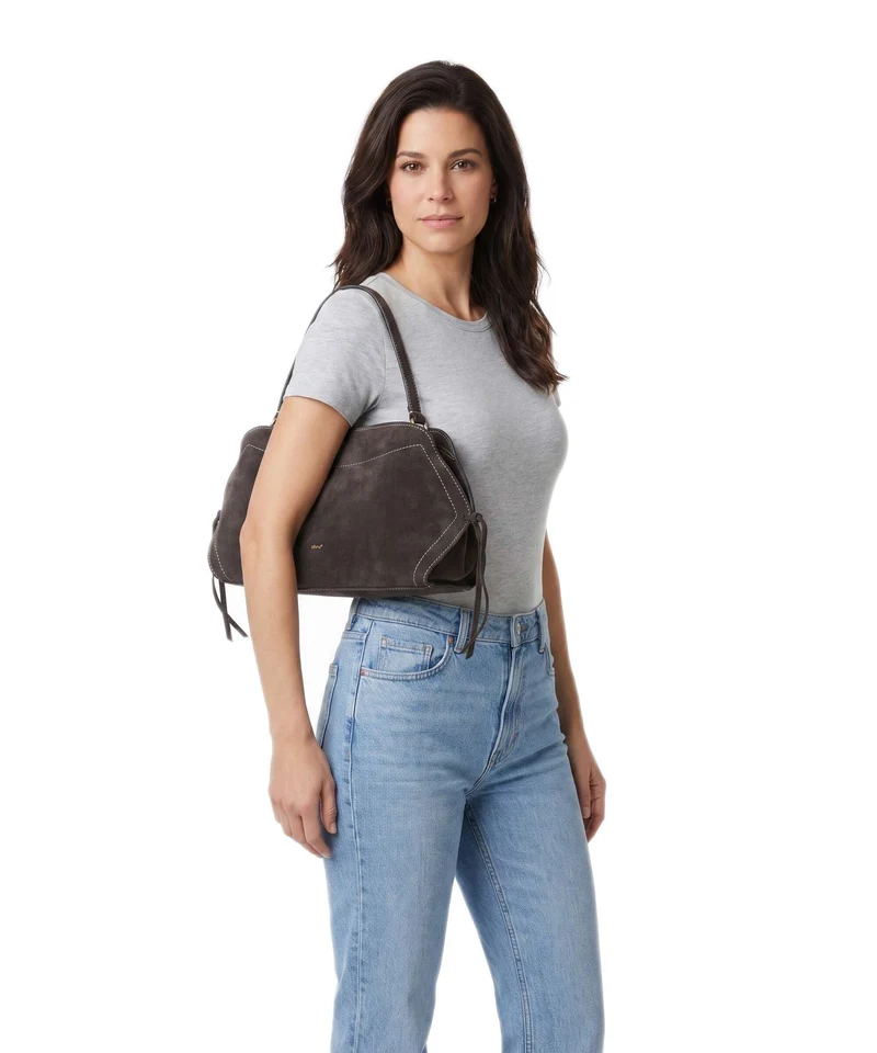 Abro Suede Necessity Small Sac porté épaule dark brown