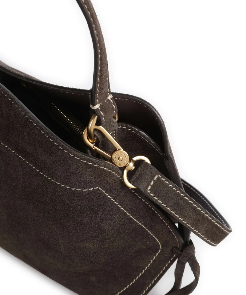 Abro Suede Necessity Small Sac porté épaule dark brown