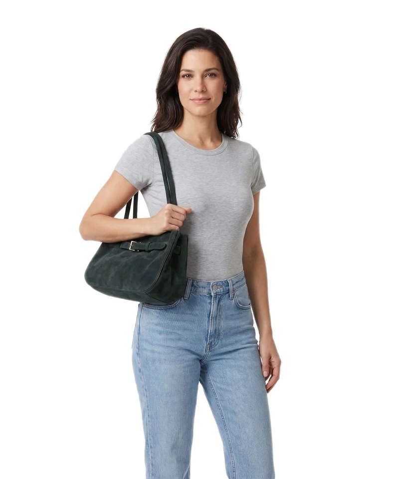Abro Suede Jill Sac porté épaule green