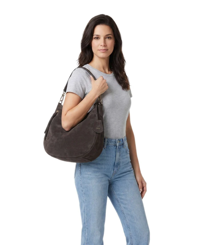 Abro Suede Juna Small Sac fourre-tout dark brown