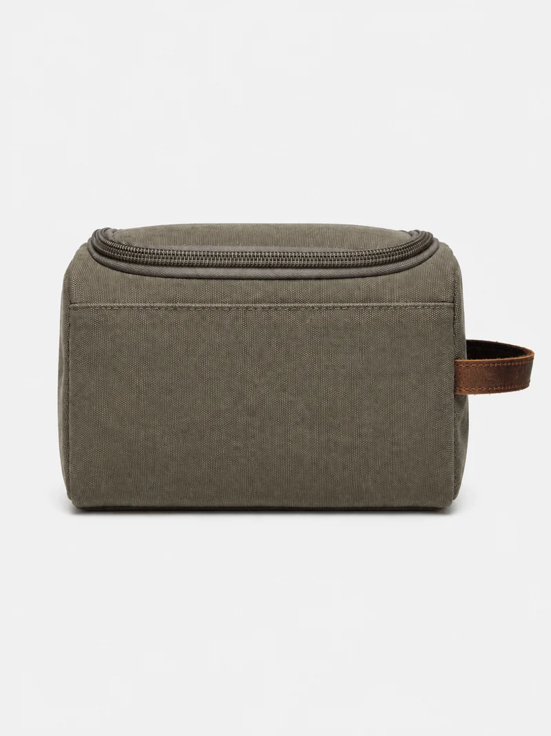 Trousse De Toilette Pour Homme En Toile Garnitures En Cuir