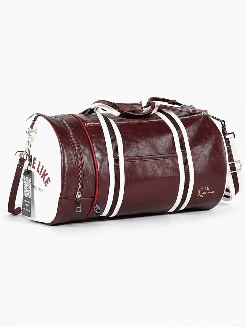 Sac polochon de sport unisexe en cuir avec compartiment à chaussures