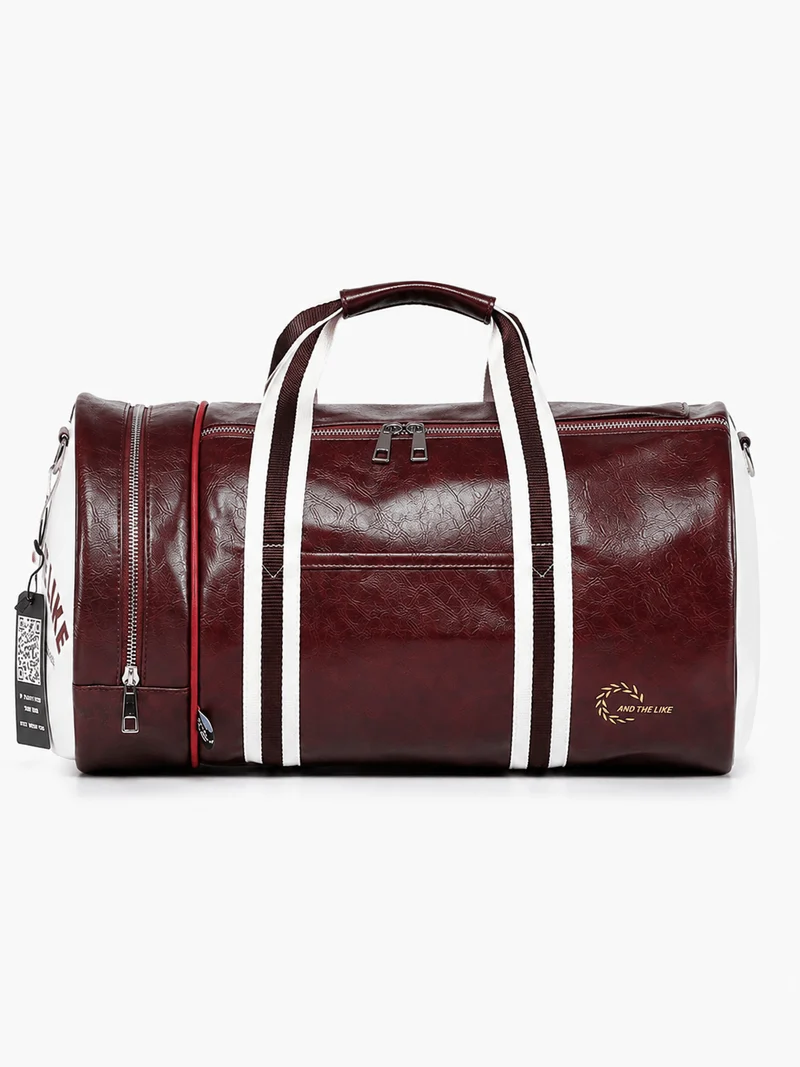 Sac polochon de sport unisexe en cuir avec compartiment à chaussures