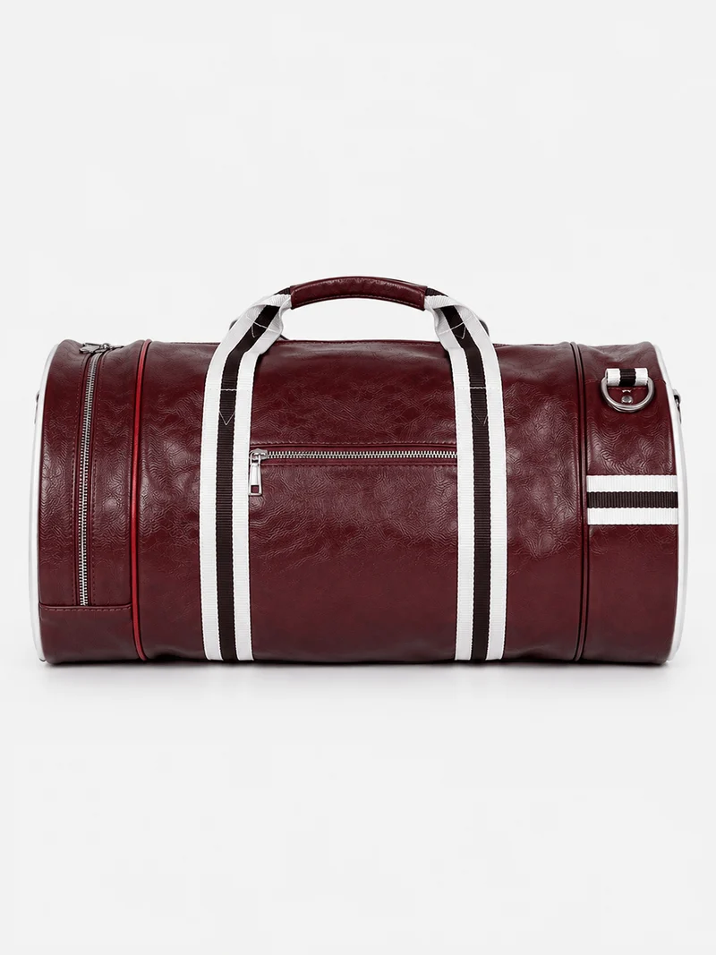 Sac polochon de sport unisexe en cuir avec compartiment à chaussures