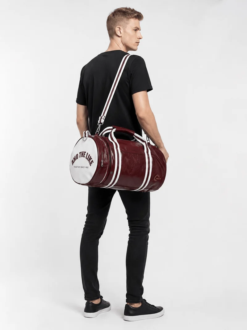Sac polochon de sport unisexe en cuir avec compartiment à chaussures