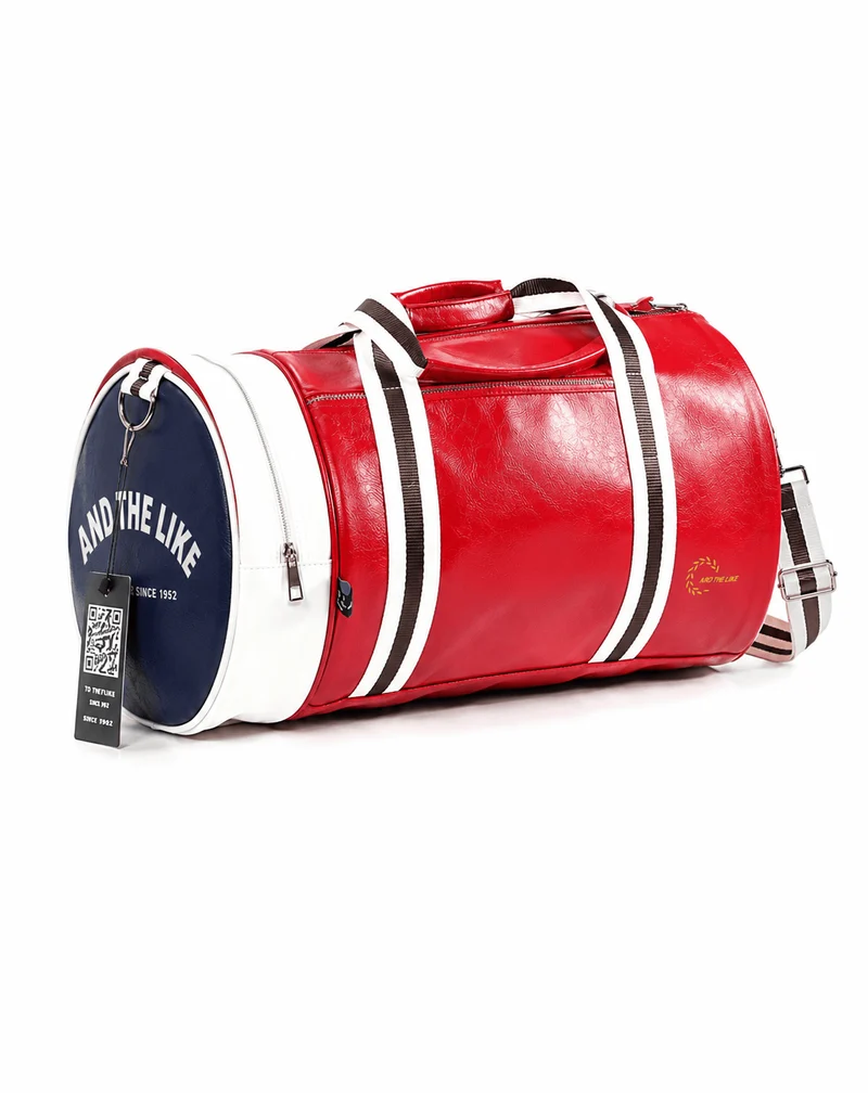 Sac polochon de sport unisexe en cuir avec compartiment à chaussures