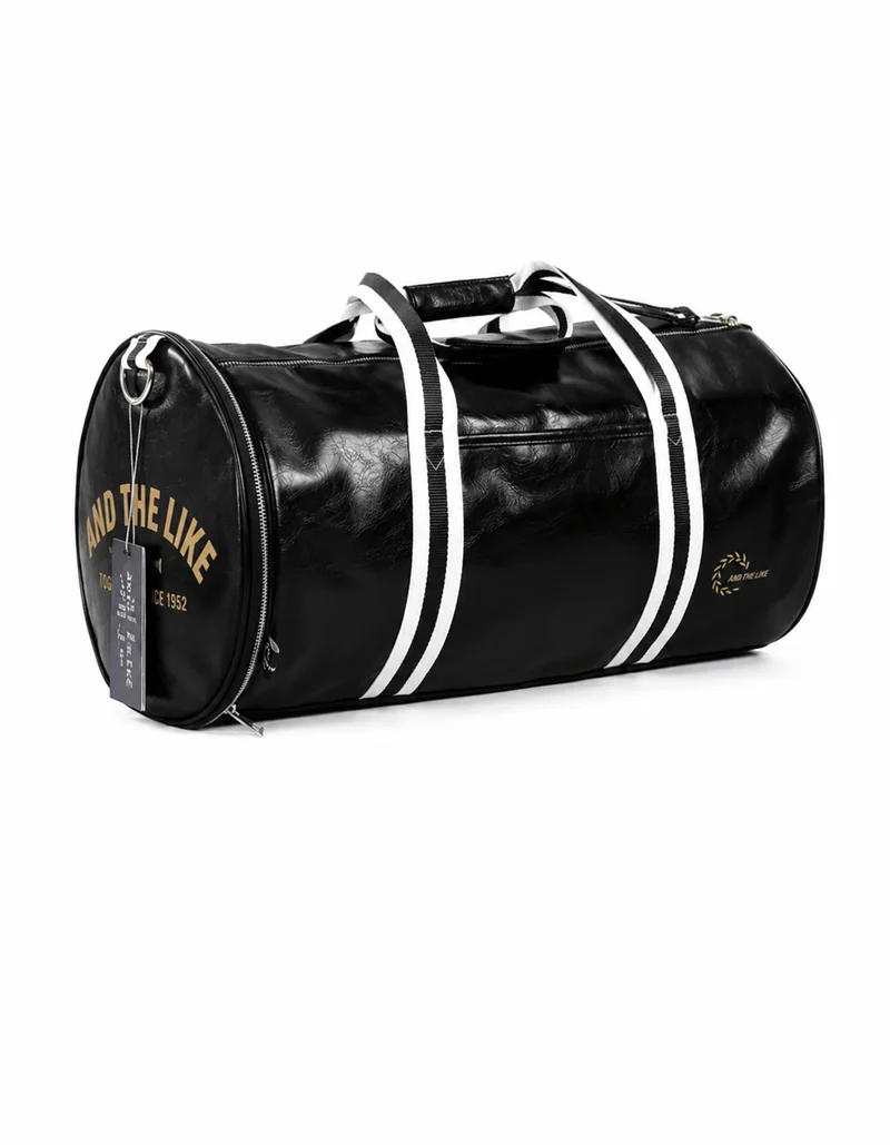 Sac polochon de sport unisexe en cuir avec compartiment à chaussures
