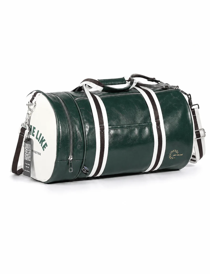 Sac polochon de sport unisexe en cuir avec compartiment à chaussures