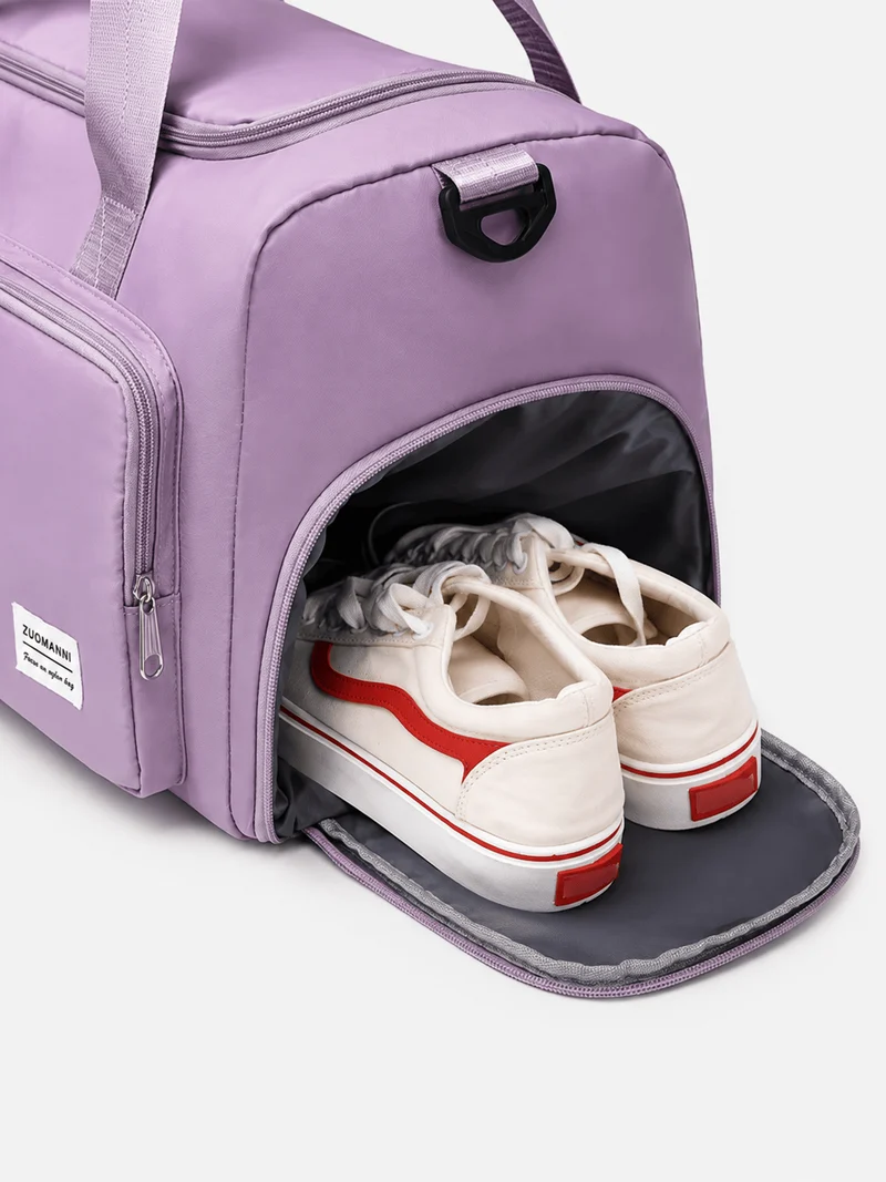 Sac polochon de voyage femme lilas 35 L avec compartiment à chaussures