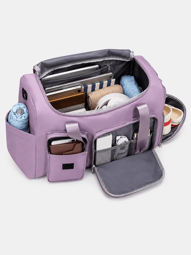 Sac polochon de voyage femme lilas 35 L avec compartiment à chaussures