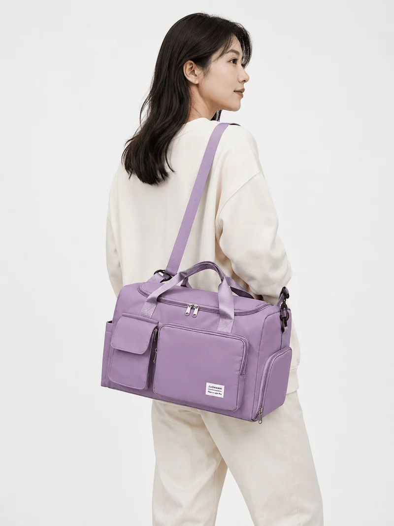 Sac polochon de voyage femme lilas 35 L avec compartiment à chaussures