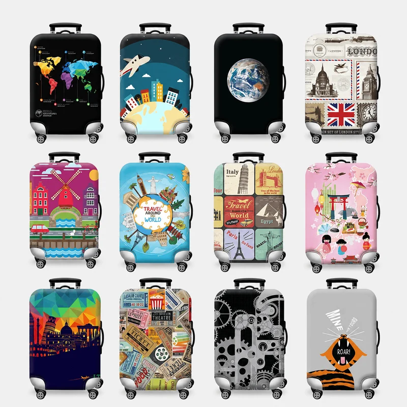 Housse de valise extensible imprimé voyage 18 à 32 pouces