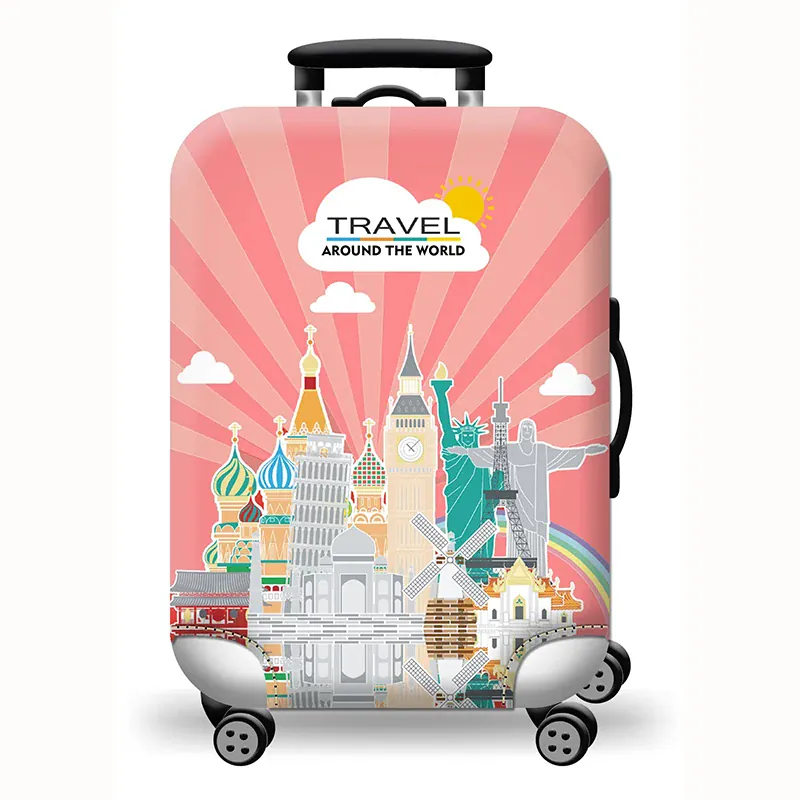 Housse de valise extensible imprimé voyage 18 à 32 pouces