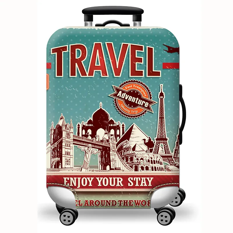 Housse de valise extensible imprimé voyage 18 à 32 pouces