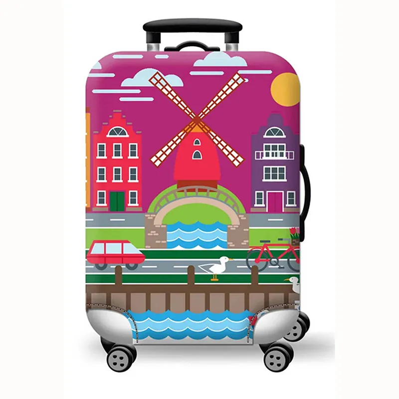 Housse de valise extensible imprimé voyage 18 à 32 pouces