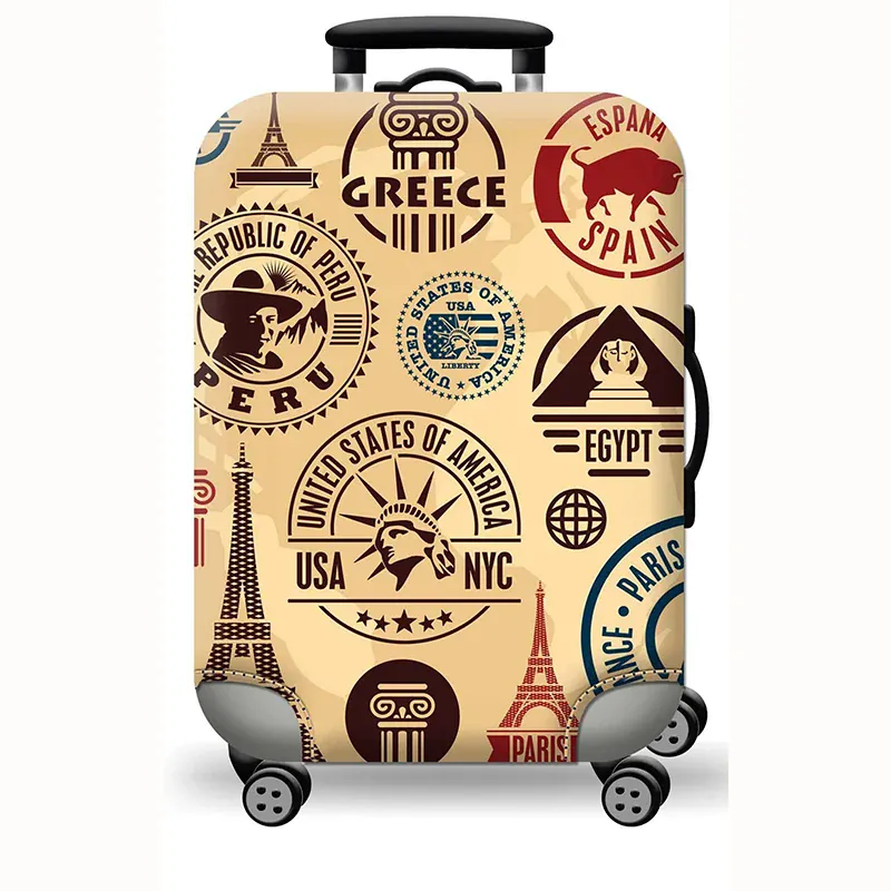 Housse de valise extensible imprimé voyage 18 à 32 pouces