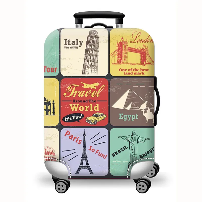 Housse de valise extensible imprimé voyage 18 à 32 pouces