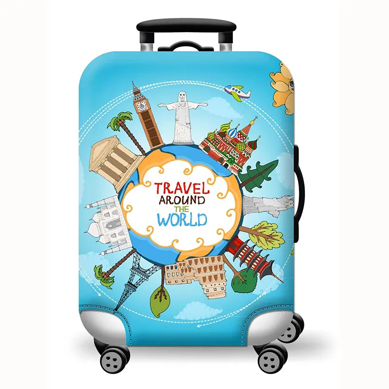Housse de valise extensible imprimé voyage 18 à 32 pouces