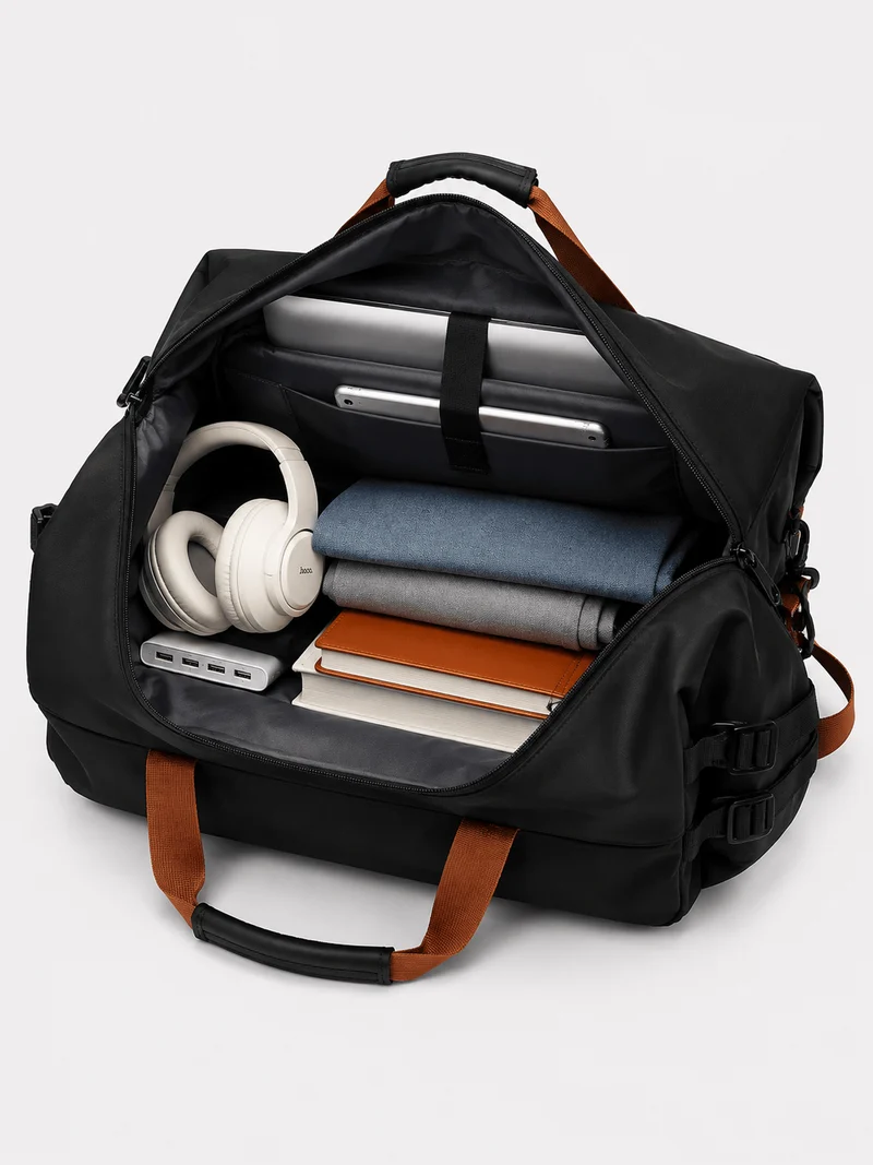 Sac polochon de voyage femme extensible en tissu Oxford avec bandoulière